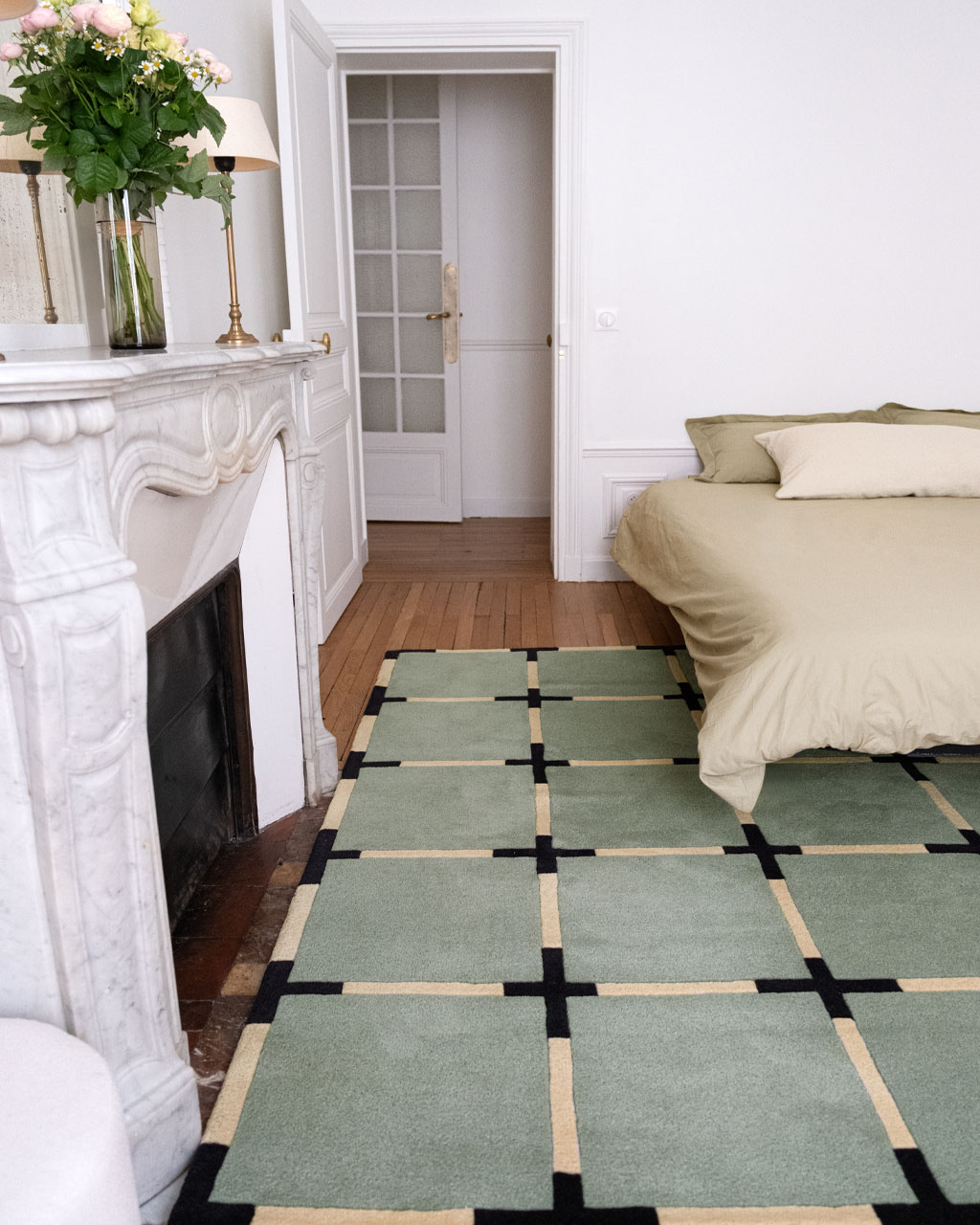 Tapis de chambre Asta céladon créé par Camille Techer