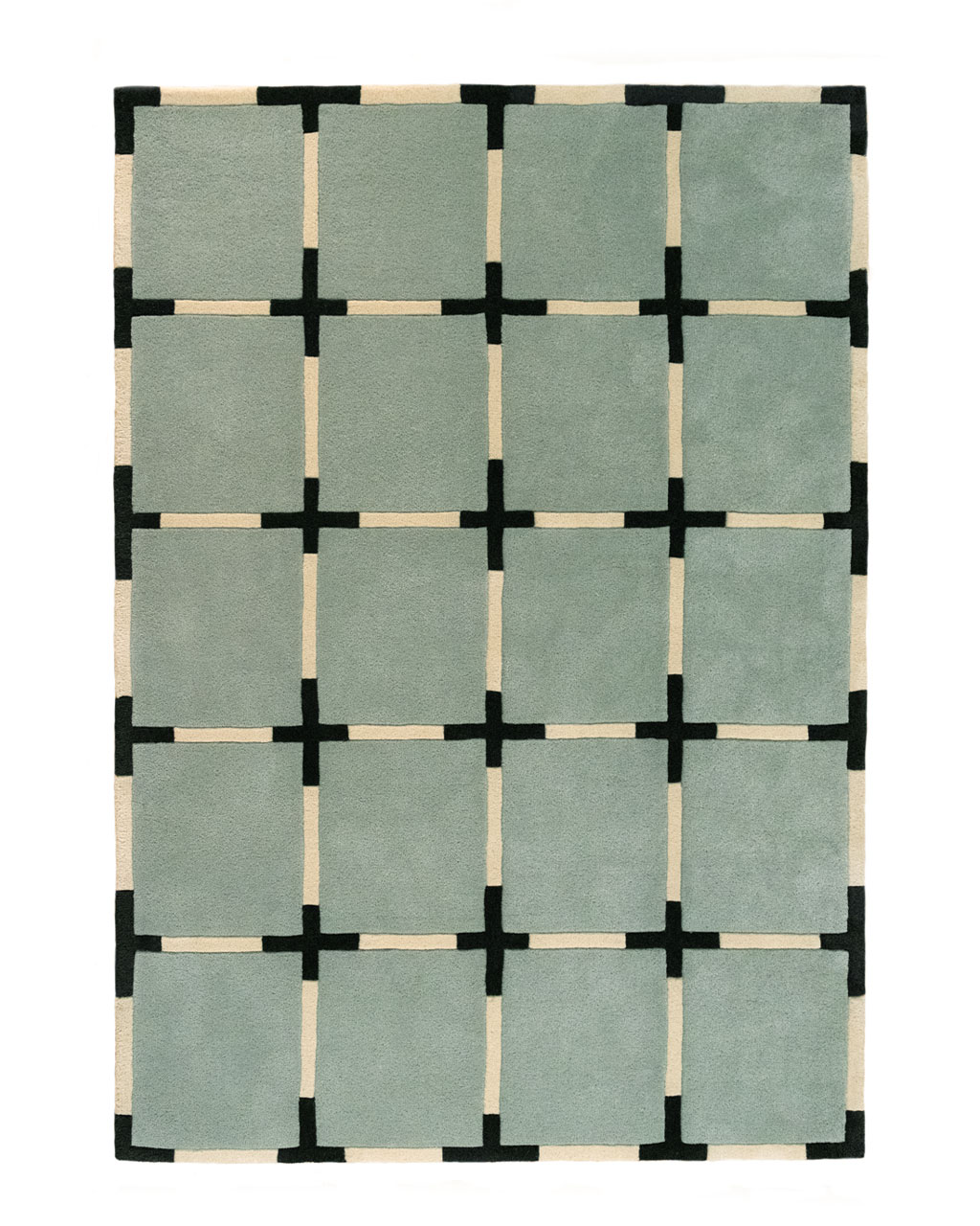 Tapis de salon Asta céladon – vue à plat (création Camille Techer)