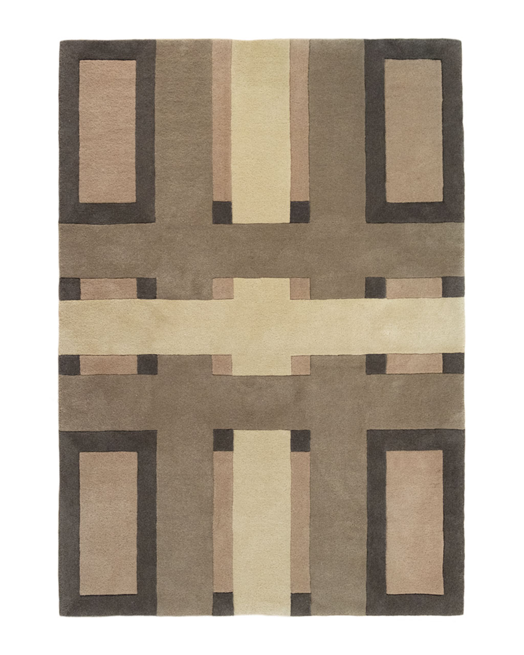 Tapis de salon modèle Camille marron – vue à plat (création Camille Techer)