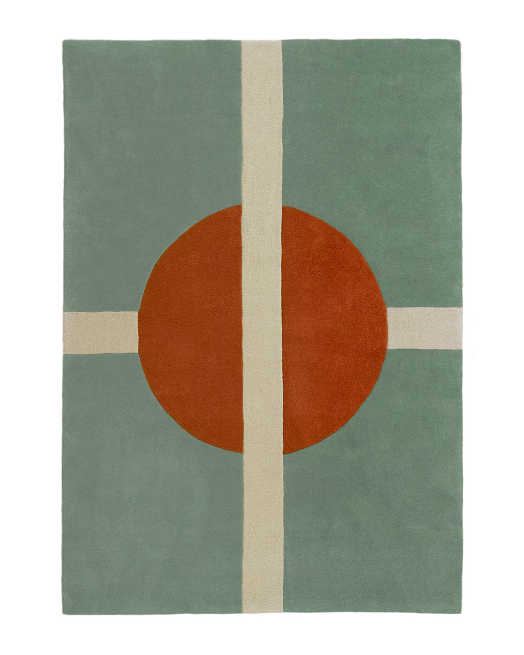 Tapis de salon Sasha céladon – vue à plat (création Camille Techer)