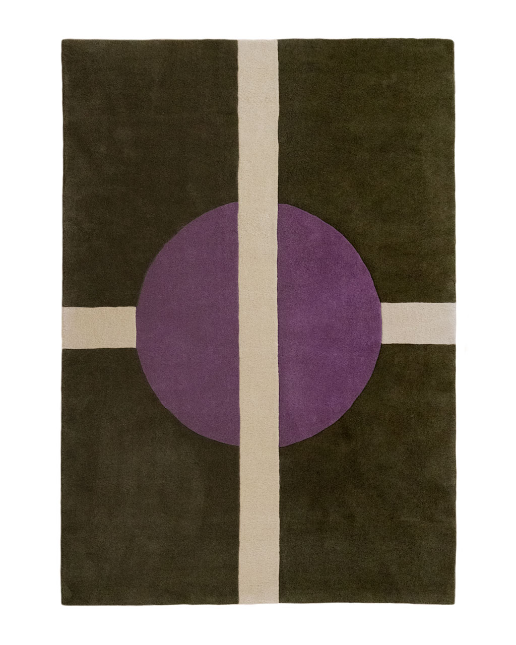 Tapis de salon Sasha kaki en laine, création Camille Techer