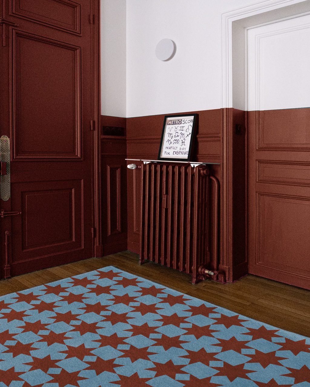 Tapis de salon modèle Anouk en sur mesure en situation (création Camille Techer)