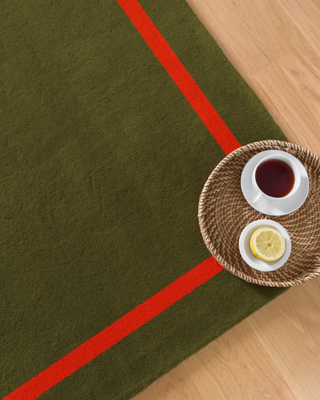 Détail du tapis de salon Françoise sur mesure (création Camille Techer)